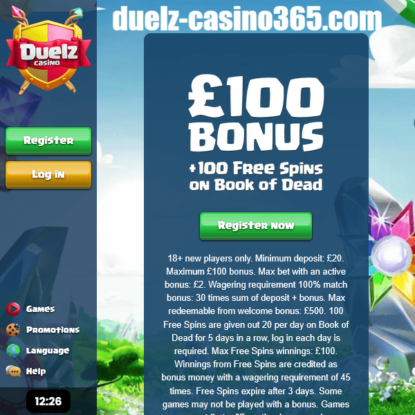 Duelz Casino UK £100 welcome bonus offer